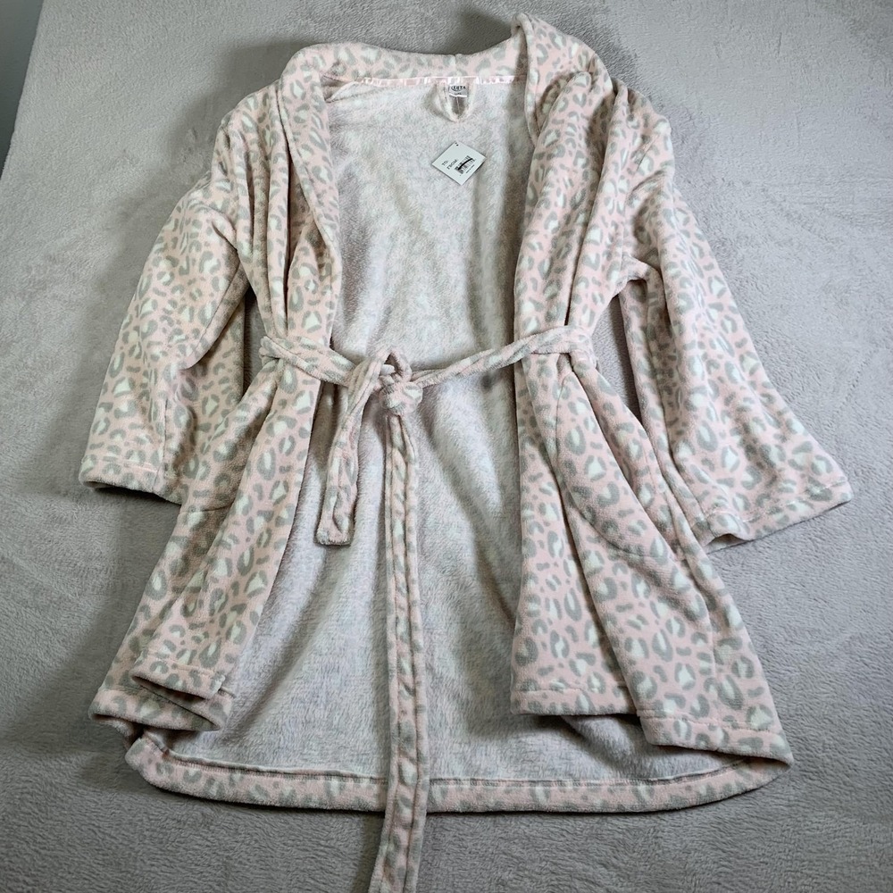 Ulta Beauty Robe Womens L/XL Pink Leopard Print Plush Fleece Bath Lounge NEW